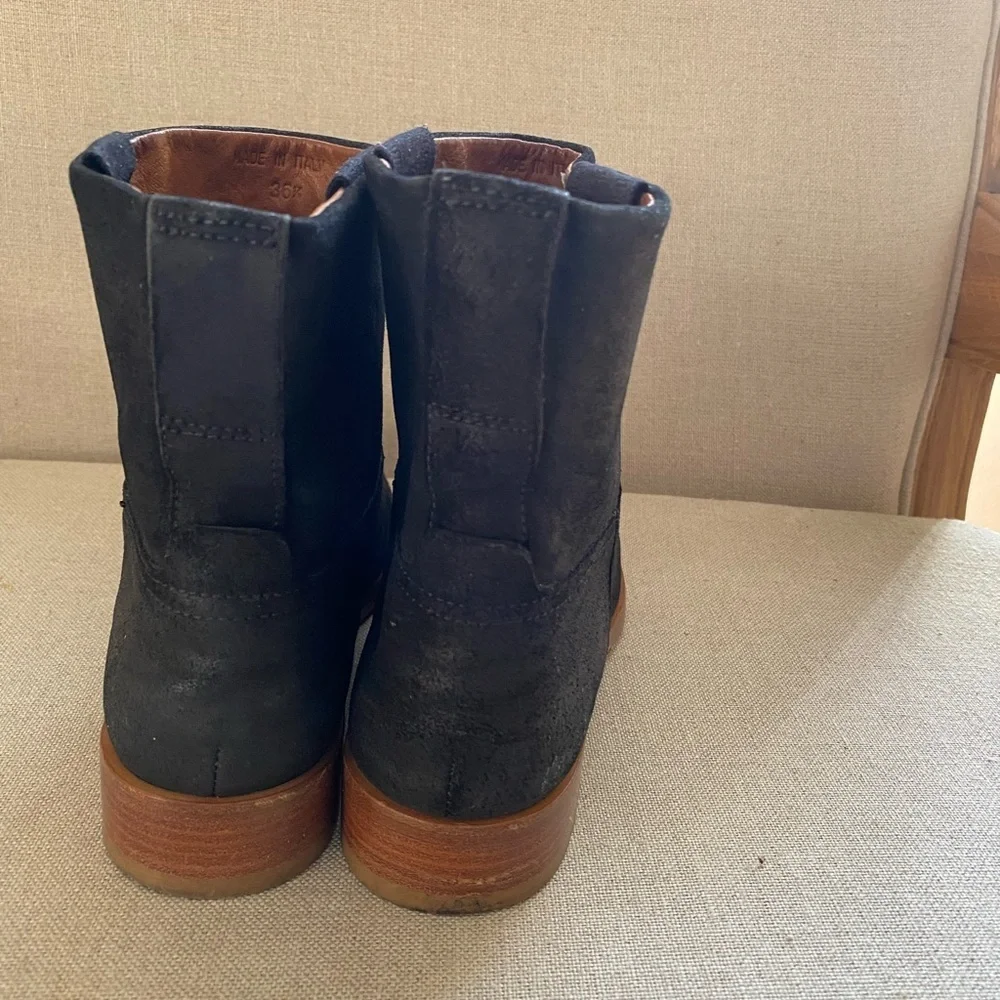 Rag & Bone Italian   black oiled Leather boots  boho chic ,Sole in Tan size 36.5